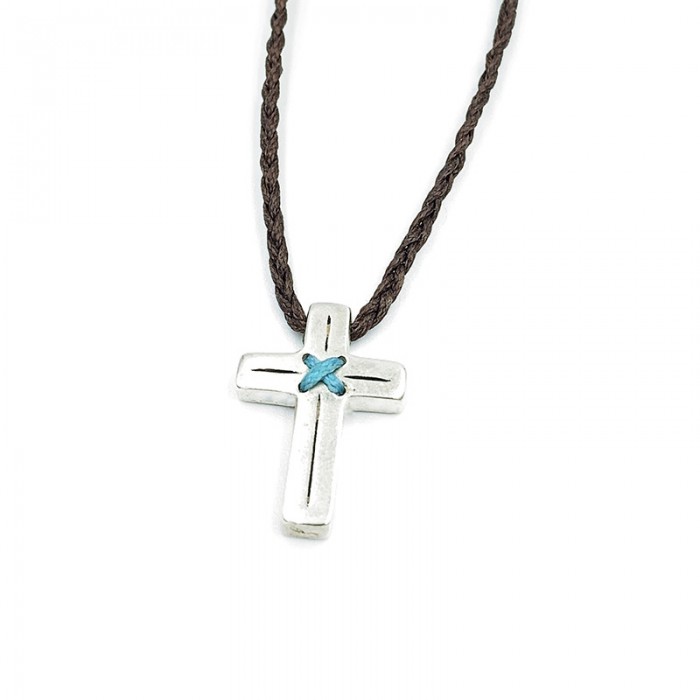Necklace "Cross Χ" - Brown