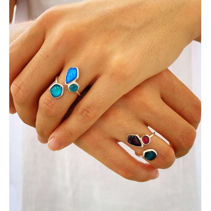 "Seaglass" ring - Blue,...