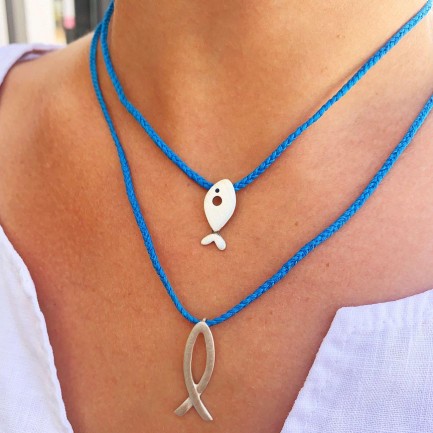 Necklace "Fish G" - Blue