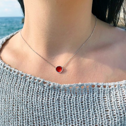 Necklace "Mini Pebble" - Red
